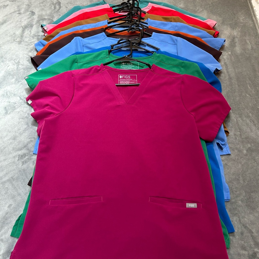 Figs Women's Scrub Tops - Bold Magenta and More 12 total-brand new